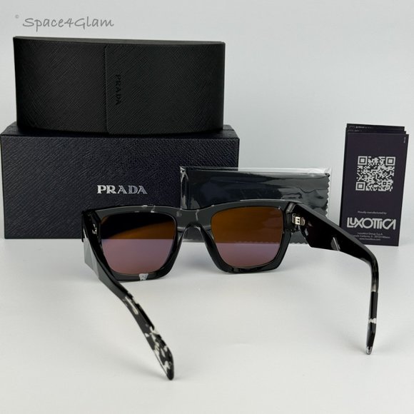 NEW Prada PRA06S 15O50B Tortoise Black Violet Mirror Square Unisex Sunglasses - Picture 8 of 11